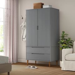 Ντουλάπα MOLDE Γκρι 90x55x175 εκ. από Μασίφ Ξύλο Πεύκου 350524