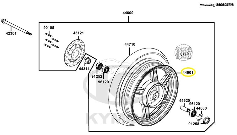 Τροχός Μπροστινός Ασημί Kymco Nexxon.125 2007 - 2007 44600-LCA3-E81-NJA