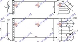 Ψυγείο Intercoller 1,6HDi (300x158x80)Φ49 / CITROEN C3 10-13 / 0384J4 - 1 Τεμ