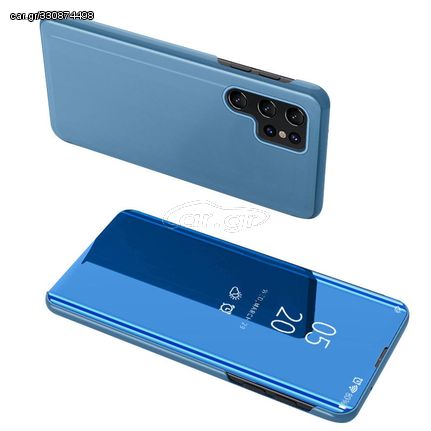 Clear View Case cover for Samsung Galaxy S23 Ultra cover with a flap blue