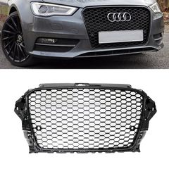 Carro 45699 Μάσκα Για Audi A3 8V 12-16 RS3 Look Κυψελωτή Γυαλιστερό Μαύρο 1 Τεμάχιο