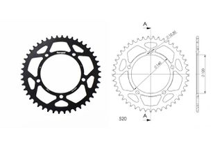Γρανάζι Τροχού SUPERSPROX/RAL-1793-46T  ALUMINIUM-Μαύρο DL650/1000VSTROM,GSX-R600/750(520),GSF1200/1250BANDIT(520),TRIUMPH/865SCRAMBLER,BONNELILLE