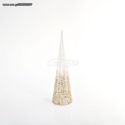 ΔΕΝΤΡΟ ΚΩΝΟΣ ΜΕ ΣΑΜΠΑΝΙ - ΛΕΥΚΟ GLITTER ΝΗΜΑ, 14x50cm Eurolamp 600-40906