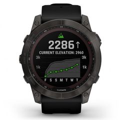 GARMIN Fenix 7X Sapphire Solar Titanium Carbon Gray DLC with Black GA-010-02541-11