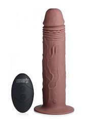 7X Remote Control Vibrating and Thumping Dildo - Dark