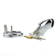 Steel Padlock chastity cage Silver-thumb-5