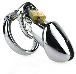 Steel Padlock chastity cage Silver-thumb-3
