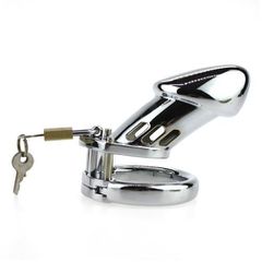 Steel Padlock chastity cage Silver-thumb-1