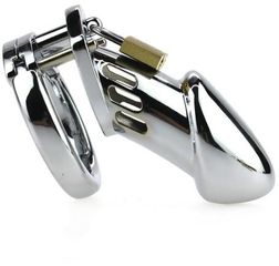 Steel Padlock chastity cage Silver-thumb-2