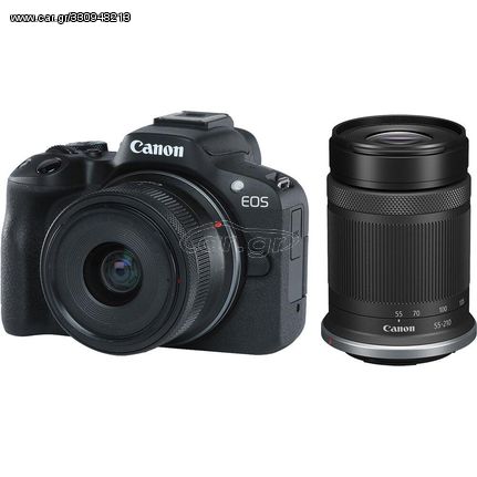 Canon EOS R50 Black Kit (RF-S 18-45mm f/4.5-6.3 IS STM + 55-210mm f/5-7.1 IS STM) έως 12 άτοκες δόσεις ή 24 δόσεις