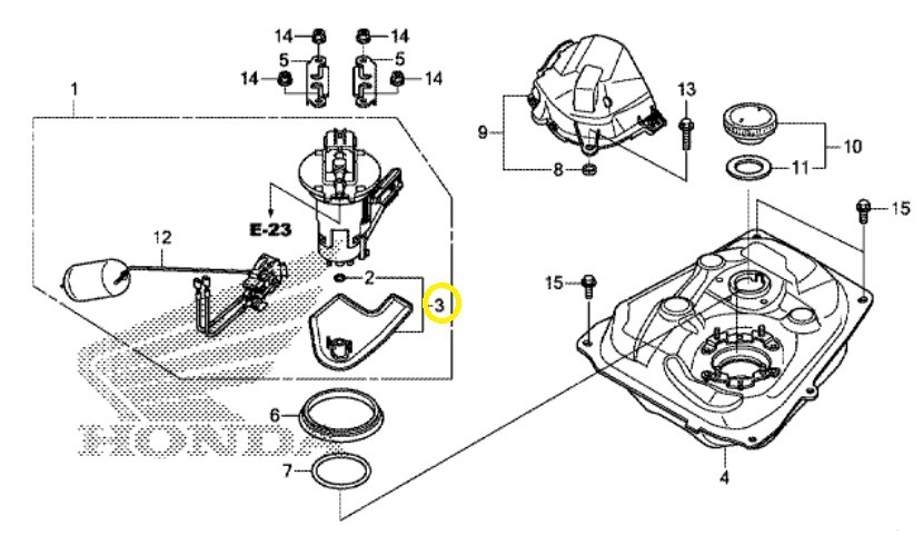 Φίλτρο Αντλίας Βενζίνας Honda SH.150 16707-KZV-T01
