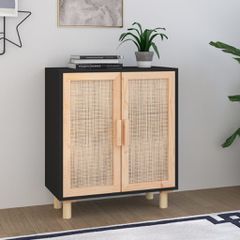 Ντουλάπι Μαύρο 60 x 30 x 70 εκ. από Μασίφ Πεύκο & Φυσικό Ρατάν 345631