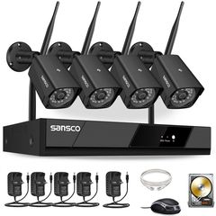 Ασύρματο WiFi Home Security CCTV System Kit 1080P 4CH NVR Αδιάβροχο