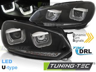 Φανάρια U-LED LIGHT DRL Μαύρο SEQ για VW GOLF 6 08-12