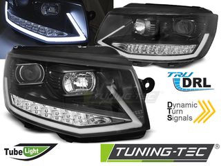 Φανάρια TUBE LIGHT DRL Μαύρο χρωμίου SEQ για VW T6 15-19