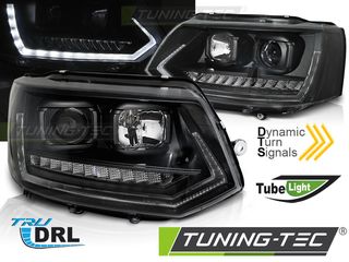 Φανάρια TUBE LIGHT DRL Μαύρο SEQ για VW T5 2010-2015
