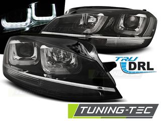 Φανάρια U-LED LIGHT Μαύρο WITH χρωμίου LINE για VW GOLF 7 11.12-17