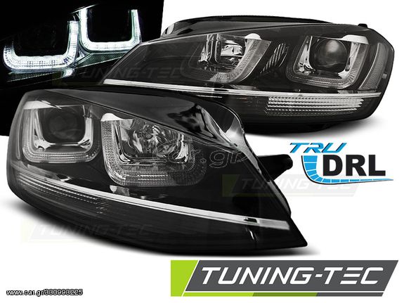 Φανάρια U-LED LIGHT Μαύρο WITH χρωμίου LINE για VW GOLF 7 11.12-17