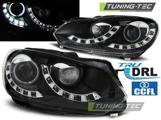 Φανάρια SINGLE TRUE DRL Μαύρο για VW GOLF 6 10.08-12