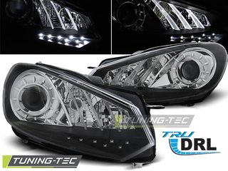 Φανάρια TRUE DRL Μαύρο για VW GOLF 6 10.08- 12