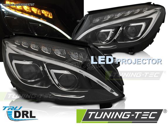 Φανάρια TRUE DRL Μαύρο για MERCEDES W205 14-18