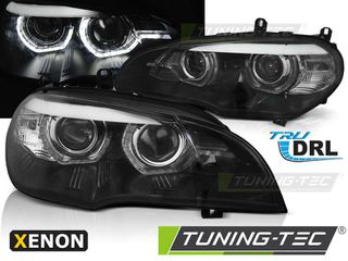 XENON Φανάρια ANGEL EYES LED DRL Μαύρο για BMW X5 E70 07-10