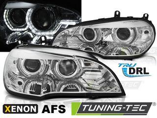 XENON Φανάρια ANGEL EYES LED DRL χρωμίου AFS για BMW X5 E70 07-10