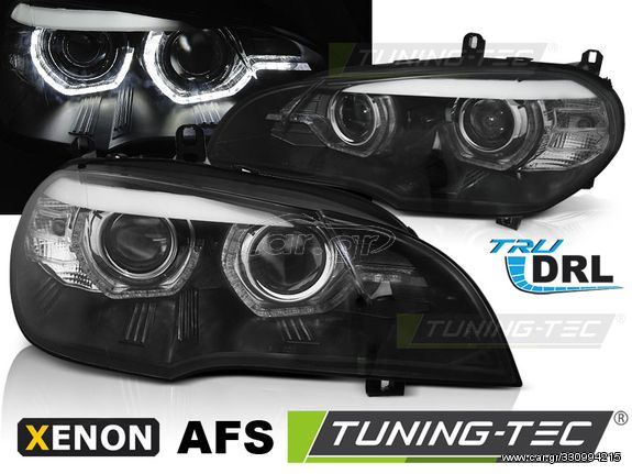 XENON Φανάρια ANGEL EYES LED DRL Μαύρο AFS για BMW X5 E70 07-10