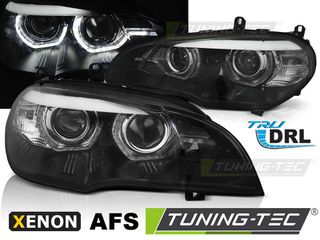 XENON Φανάρια ANGEL EYES LED DRL Μαύρο AFS για BMW X5 E70 07-10