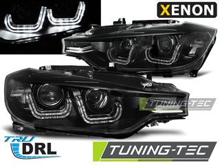 XENON Φανάρια U-LED LIGHT Μαύρο για BMW F30/F31 10.11 - 05.15