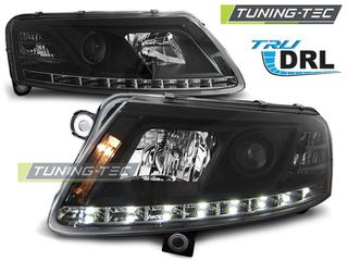Φανάρια TRUE DRL Μαύρο για AUDI A6 C6 04.04-08