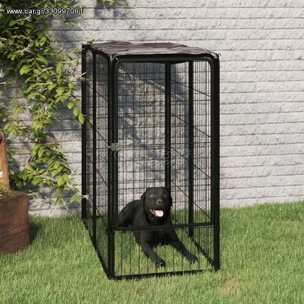 Κλουβί Σκύλου 6 Πάνελ Μαύρο 50 x 100 εκ. Ατσάλι με Βαφή Πούδρας