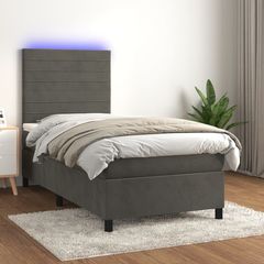 ΚΡΕΒΑΤΙ BOXSPRING ΜΕ ΣΤΡΩΜΑ & LED ΣΚ. ΓΚΡΙ 90X190 ΕΚ. ΒΕΛΟΥΔΙΝΟ 3136156