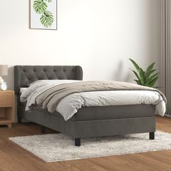 ΚΡΕΒΑΤΙ BOXSPRING ΜΕ ΣΤΡΩΜΑ ΣΚΟΥΡΟ ΓΚΡΙ 80X200 ΕΚ. ΒΕΛΟΥΔΙΝΟ 3127638