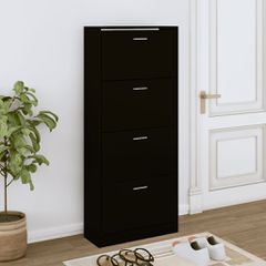 Παπουτσοθήκη Μαύρη 63x24x147 εκ. από Επεξεργασμένο Ξύλο 342544