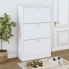 Παπουτσοθήκη Λευκή 63x24x103 εκ. από Επεξεργασμένο Ξύλο 342550