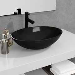 Νιπτήρας Μαύρος 50x37x14 εκ. Γυάλινος 345249