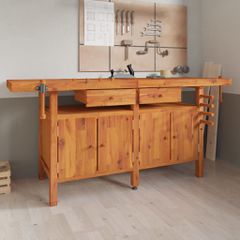 Πάγκος Εργ. Συρτάρια/ Μέγγενες 192x62x83 εκ. Μασίφ Ξύλο Ακακίας 153326