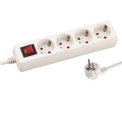 Eurolamp 147-62212 Λευκό Πολύπριζο 4 Θέσεων Με Διακόπτη 1.5m