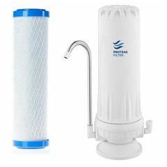 Proteas Filter PFC-WH-ECO συσκευή φίλτρου άνω πάγκου μονή 3/8'' με ανταλλακτικό φίλτρο Proteas Filter MD05 0.5μm EW-012-0100-ECO