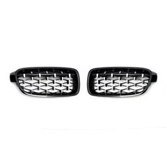 Μάσκα BMW F30 (2011-2019) - γυαλιστερή - Diamond Design - χρωμίου/μαύρη - 2τμχ.
