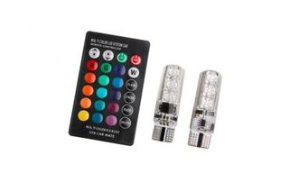 Led λάμπες τύπου Τ10 με 6 led RGB - με εναλλαγή χρώματος + τηλεχειριστήριο - 1τμχ.