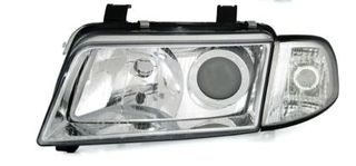 Φανάρια εμπρός Audi A4 (1995-1999) - chrome , με λάμπες (Η1) - σετ 2τμχ.