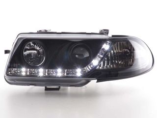 Φανάρια εμπρός led για Opel Astra F (1991-1994) - μαύρα , με λάμπες (Η1) - σετ 2τμχ.