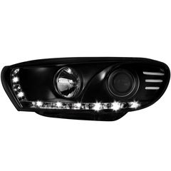 Φανάρια εμπρός led για Vw Scirocco (2008+) , μαύρα , με λάμπες (Η1) - σετ 2τμχ.