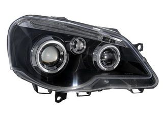 Φανάρια εμπρός angel eyes για Vw Polo 9N2 (2005-2009) - μαύρα , με λάμπες (Η1) - σετ 2τμχ.