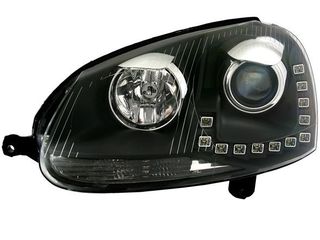 Φανάρια εμπρός led για VW Golf 5 , μαύρα , με λάμπες (Η1) - σετ 2τμχ.