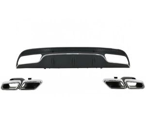 Diffuser προφυλακτήρα Mercedes C-class W205 (2014+) - AMG look - με μπούκες