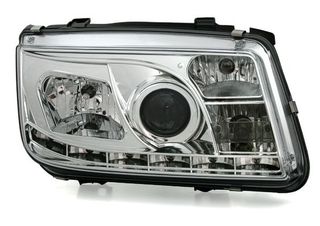 Φανάρια εμπρός Vw Bora - χρωμίου , με λάμπες (Η1) led - σετ 2τμχ.
