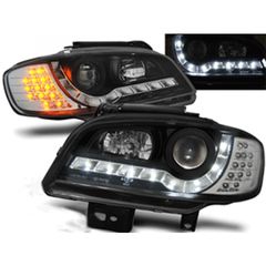 Φανάρια εμπρός led για Seat ibiza 6K2 (2000-2002) - black , με λάμπες (Η1) - σετ 2τμχ.